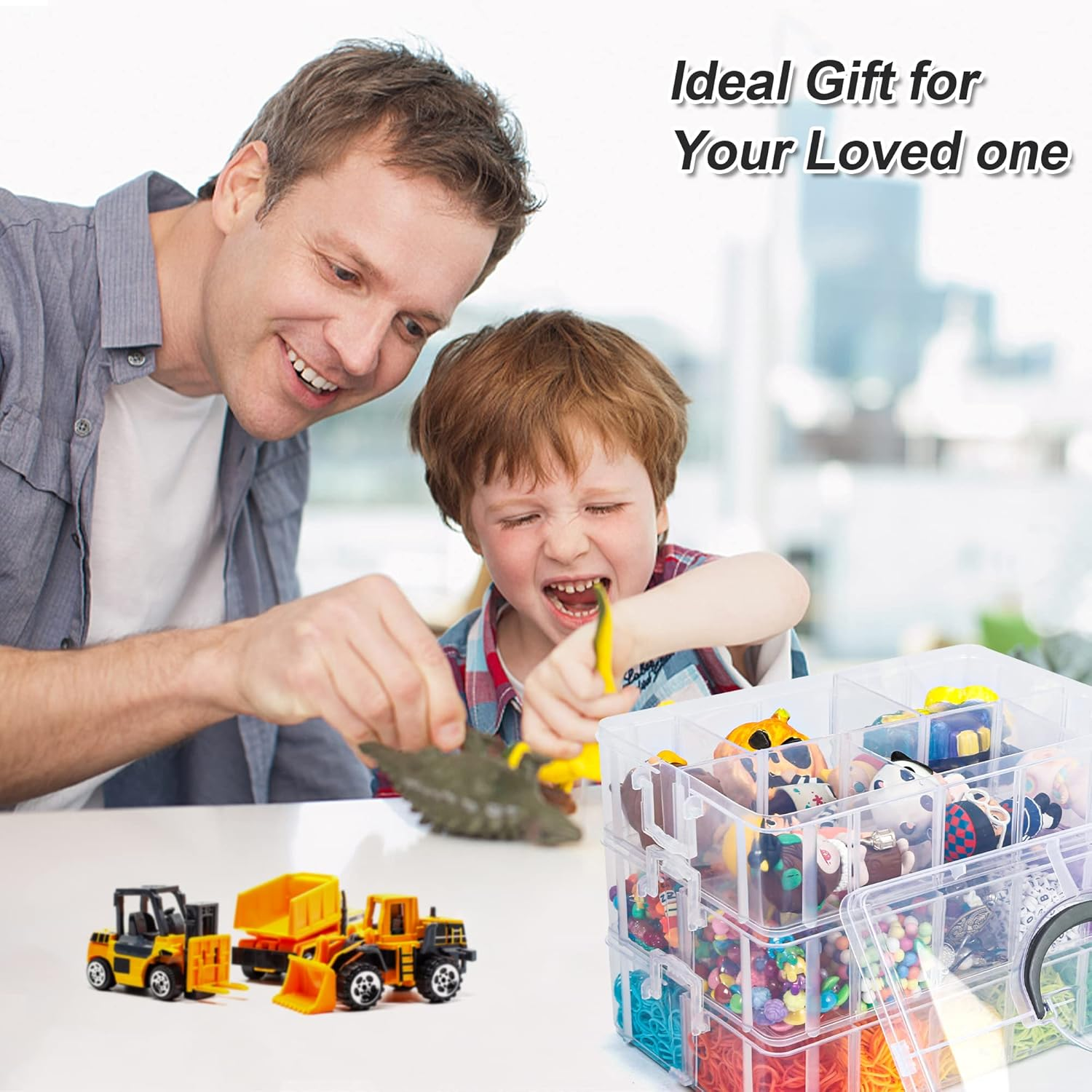 7 Layers Stackable Storage Container, 70 Adjustable Compartments (White) Perfect for Kids Toys, Art Crafts, Jewelry, Supplies, Mini Case & Letter Sticker Included image number 2