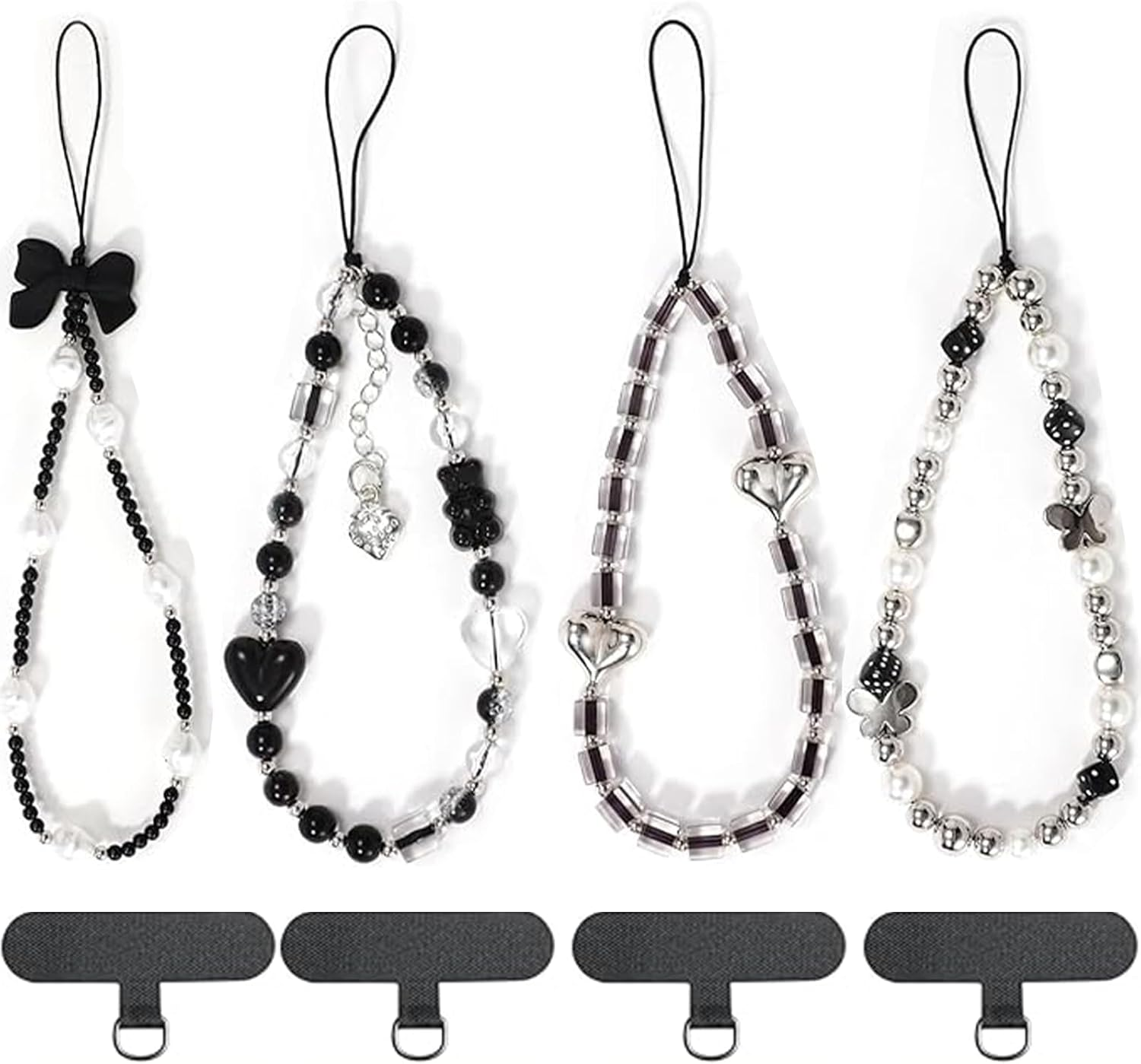 A.S.Marelis 4 Pieces Phone Charms Beads, Phone Charm Strap, Mobile Phone Lanyard, Pearl Style, Mobile Phone Pendant, Phone Charm image number 6