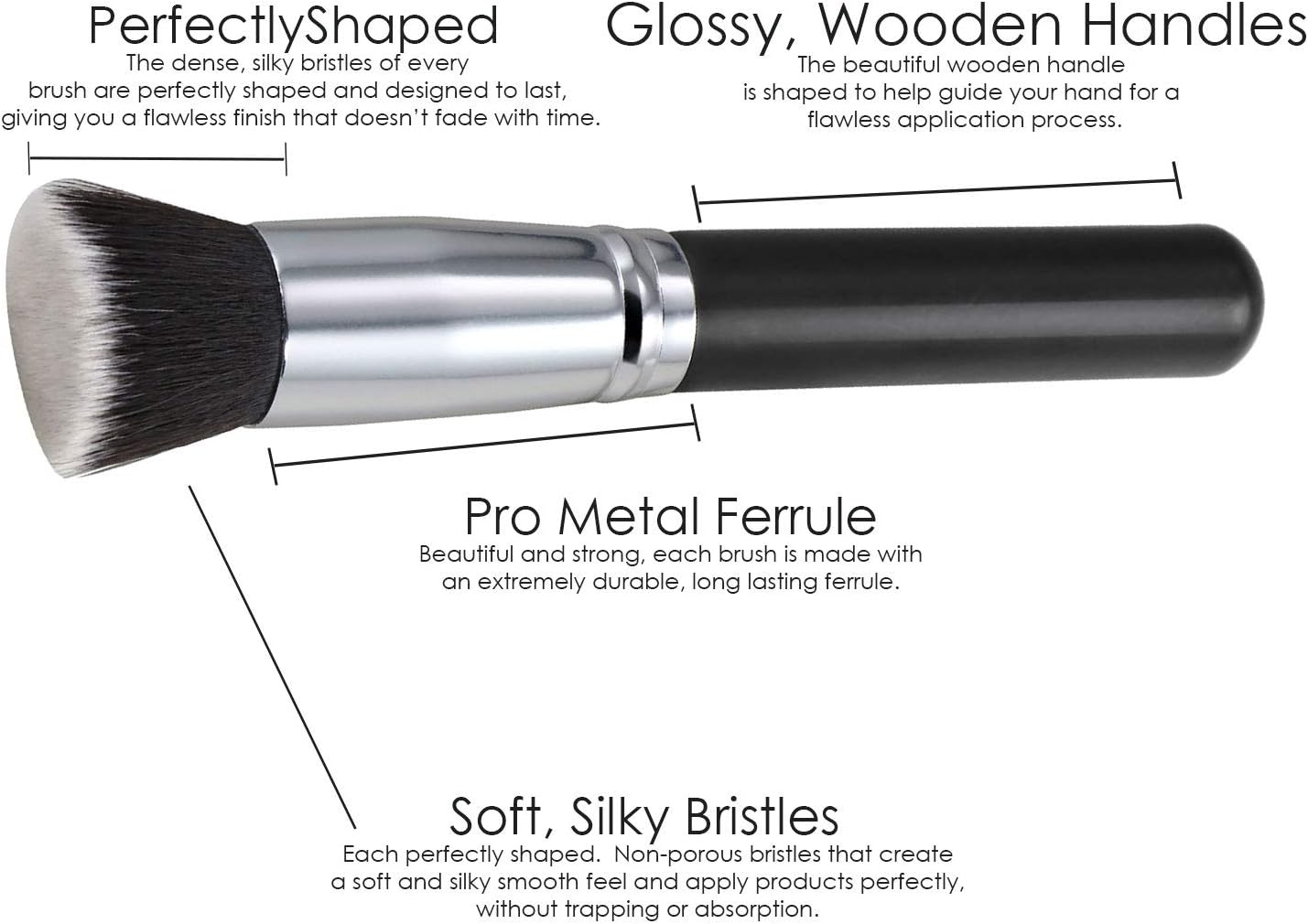 TRIXES Foundation Makeup Brush - Rose Gold image number 3