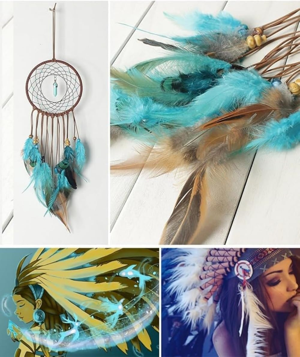 2 Pack DIY Feather Dream Catcher Kits Turquoise Wall Hanging Boho Decor Handmade Dream Catcher for Adults and Dream Catchers Wall Decor ﻿ image number 5