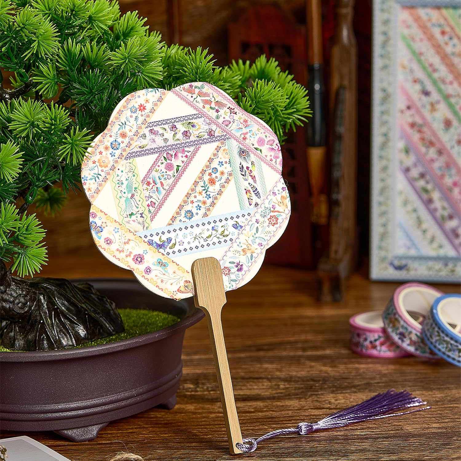 YUBBAEX 10 Rolls Embroidery Pattern Washi Tape Set - Decorative Adhesive Masking Tape for Scrapbooking, Journaling, DIY Crafts, Gift Wrapping &ndash; Vintage Floral and Nature Designs