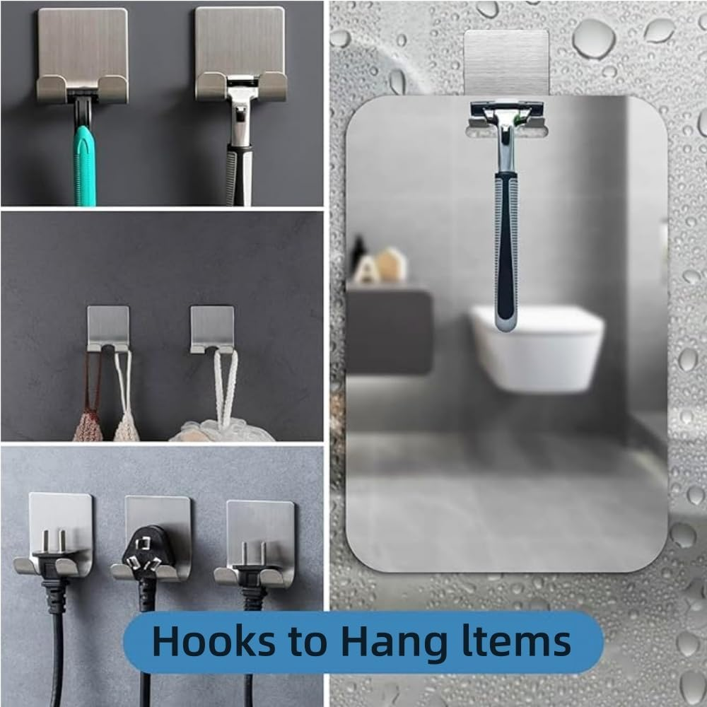 HIDOSNG Shower Mirror anti Fog 25 * 18CM Extra Large Fogless Shower Mirror with 2 Steel Razor Hooks&Updated Fogless Tech PET Film image number 1