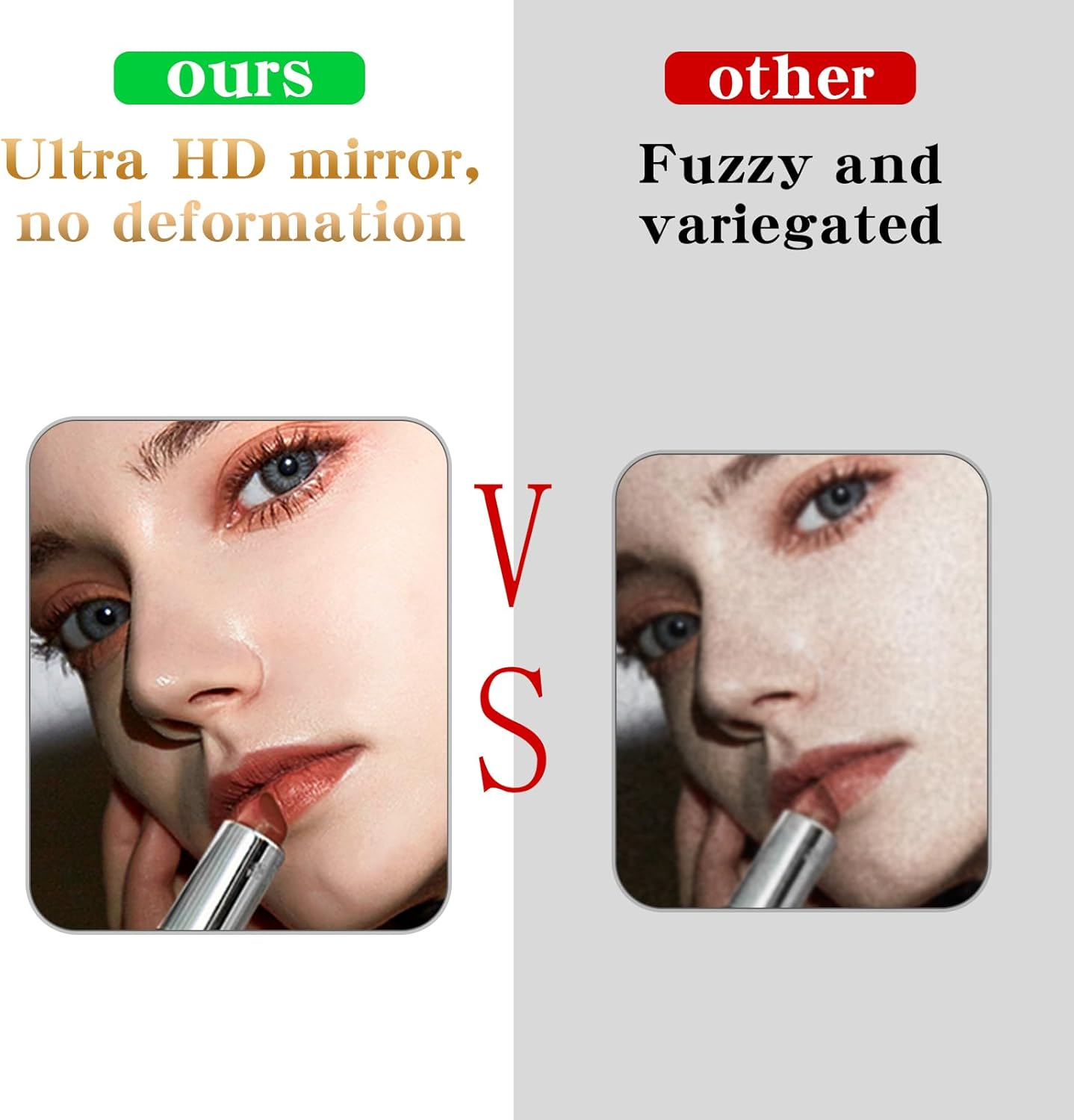 Square Mirror Decal for Smartphone，Stick-On Make up Mirror Sticker on Phone Case Back，Rectangle Mirror Phone Charm （2 Pack ）