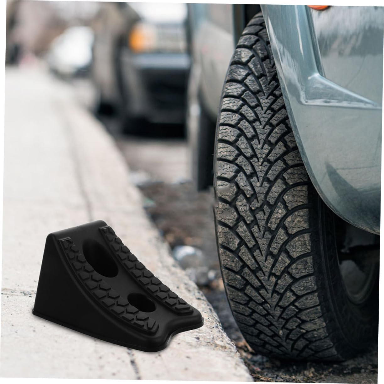 YOSADIER 2Pcs Slip Wheel Chocks for Trailers Trucks Rvs Motorcycles Durable Plastic Wheel Blocks for Vehicle Stability and Safety Easy Installation for Parking and Maintenance image number 3