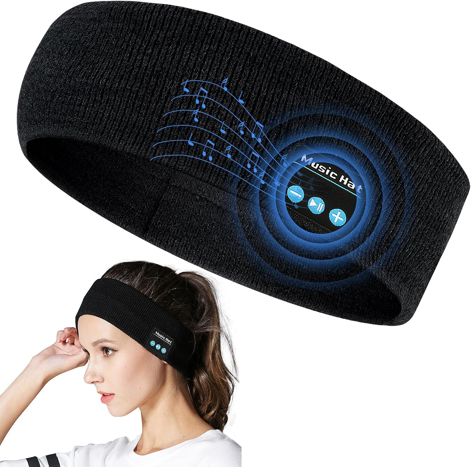 Bluetooth Kopfh&ouml;rer Stirnband, Schlafkopfh&ouml;rer Sport Mit 6-10 Std Spielzeit, Atmungsaktives Schwei&szlig;absorbierendes, Seitlichen Reglern Kopfh&ouml;rer Laufen Yoga M&auml;nner Frauen, Hifi Stereo Tech image number 3