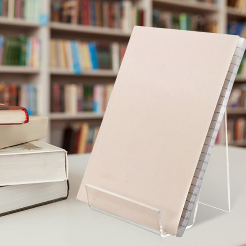 STOBOK 2Pcs Acrylic Book Stand Clear Display Racks Slip-Resistant Table Stands for Books Files and Artwork Calendar Brackets for Home and Office Use image number 2