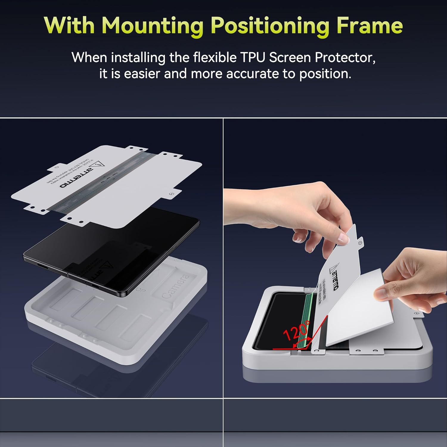 WSKEN for Samsung Galaxy Z Fold 5 / Z Fold 4 Screen Protector, [Easy to Install][Bubble Self-Extinction] inside Soft TPU Film+2 Pack Front Tempered Glass No Creases,No Bubbles image number 1