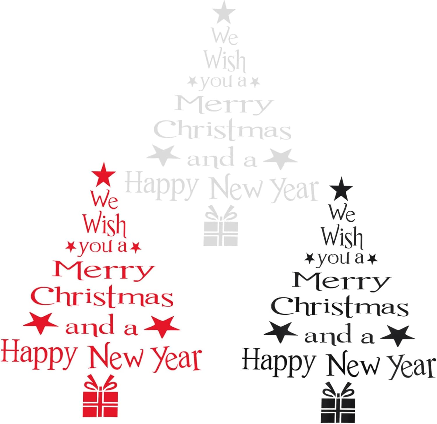 Jojofuny 3Pcs Christmas Tree Wall Stickers Creative Blessing Words Decals for Home Classroom Shop Decoration Removable Art for Festive and Walls