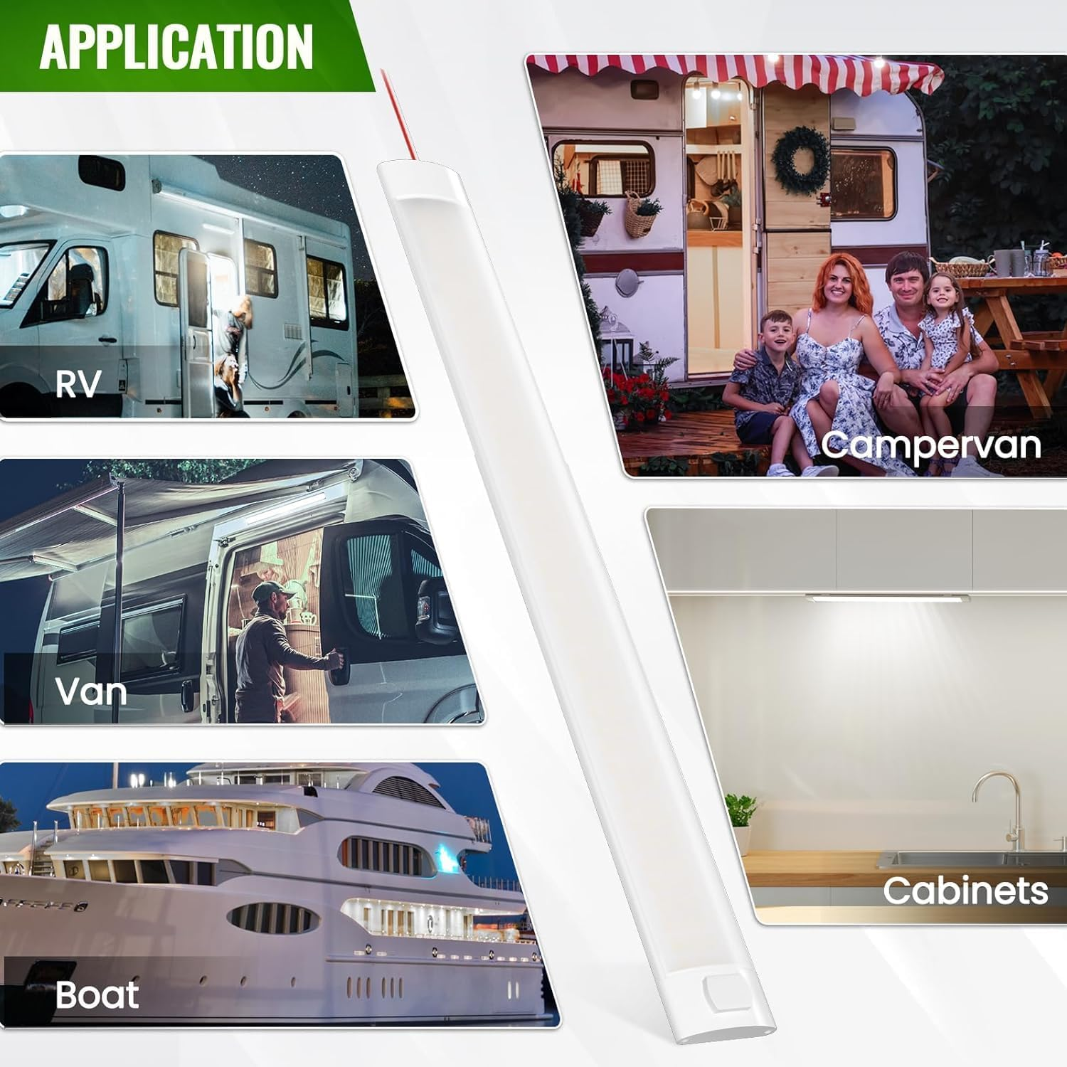 Bonlux 12 Volt LED Lamp Motorhome, 120 LED 12 V Strip Car Interior Lighting with Switch for Van Bus Caravan Boat Kitchen Bathroom Bar Truck, 12 W 6000 K, Pack of 2 image number 2