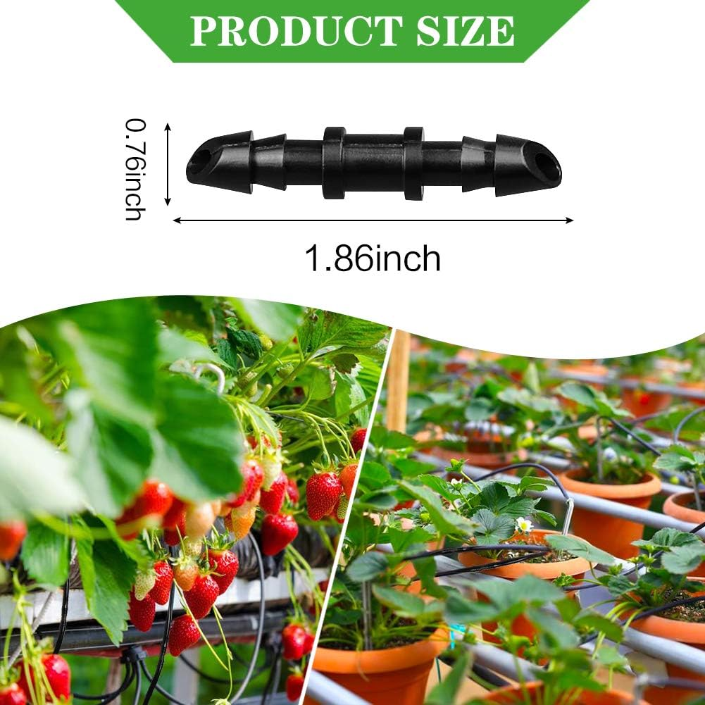 JOYPRO 100 Pieces Drip Irrigation 1/4" Barbed Coupling Fittings, Barbed Connectors for 1/4 Inch Irrigation Tubing, Drip Line Coupler for Drip Sprinkler Garden Lawn Systems - 25P Locked Nozzles-Or image number 5
