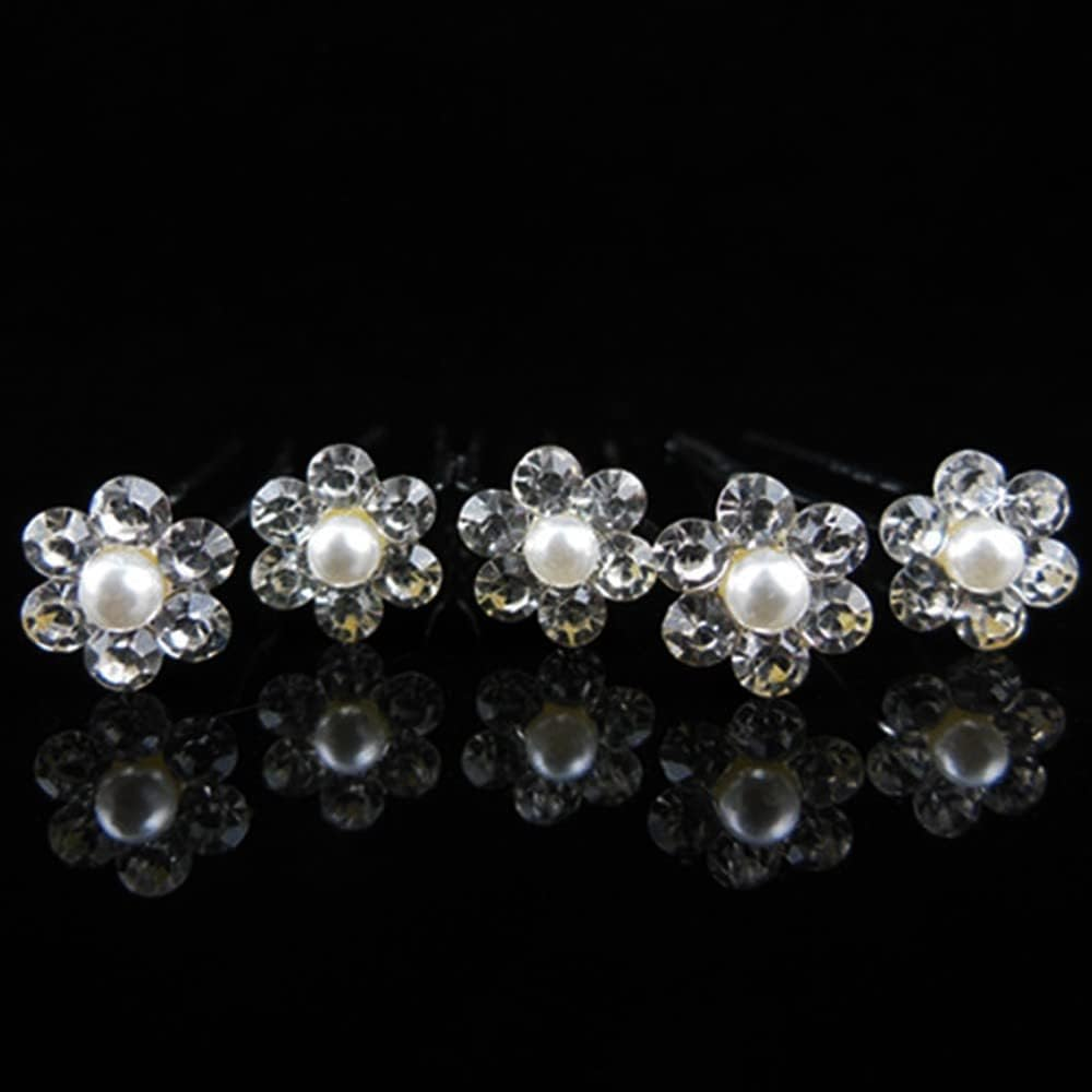 KINDOYO Bridal Wedding Hair Pins - U Shaped Hair Pins Pearl Hair Pins Rhinestone Hair Bun Pins Flower Hair Clip Hair Accessories for Women Girl - Style B(20PCS) - Style B(20Pcs) image number 5