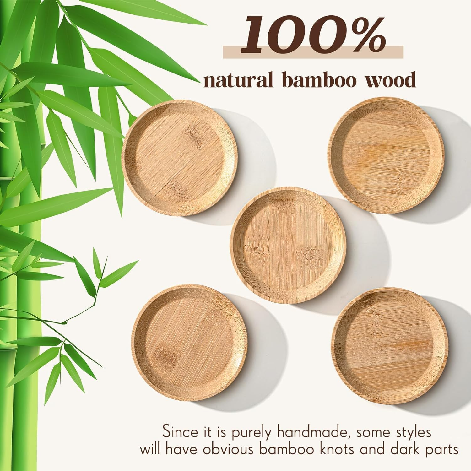 Cozioz 8-Piece 10 Cm Wine Glass Charcuterie Topper Set - Bamboo round Wine Glass Appetizer Plates for Dual Use at Family Gatherings, Bars, and Restaurants，Large image number 4