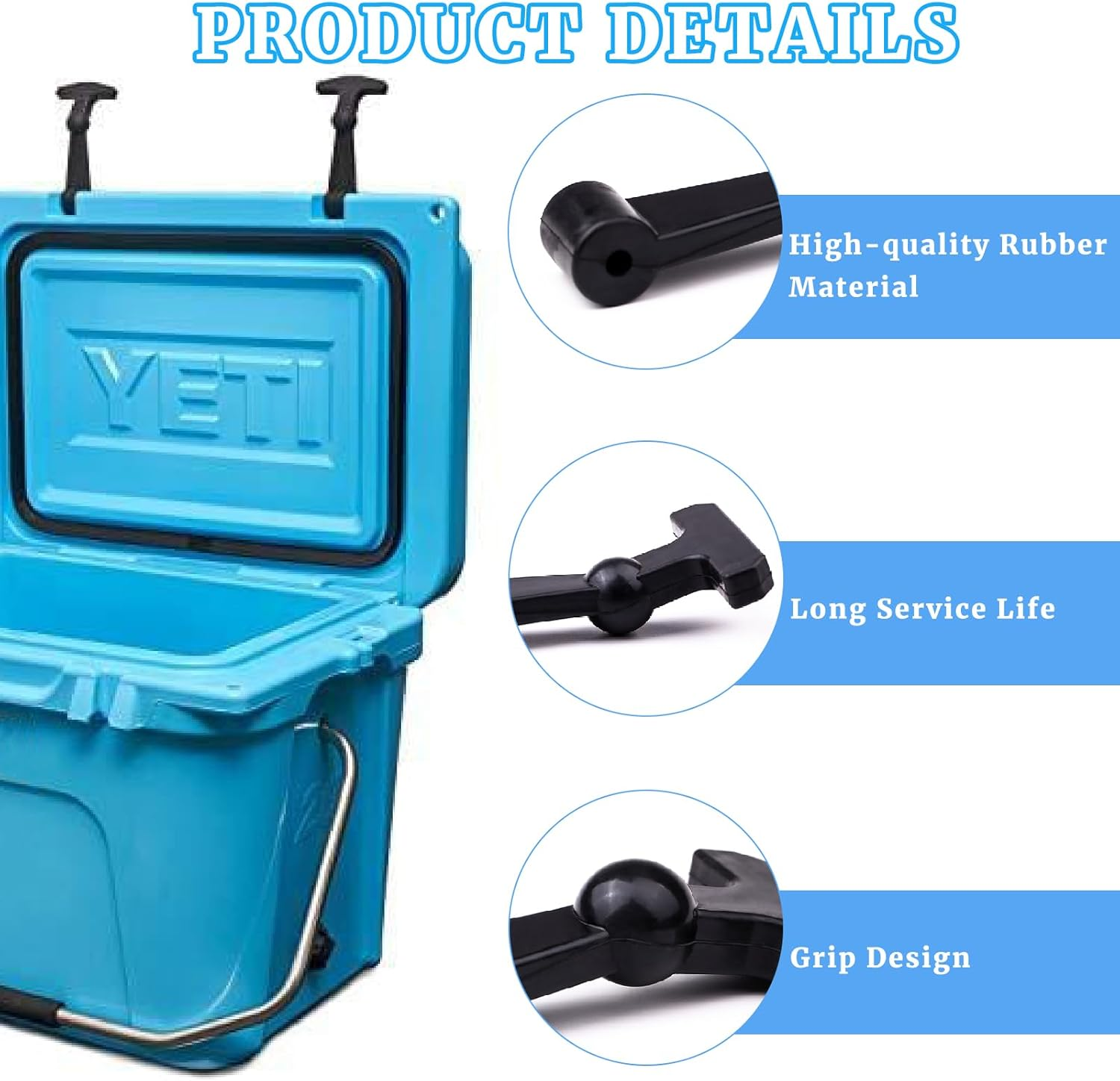 Gtpartes 4 Pcs Heavy Duty Cooler Latches Replacement Compatible with YETI Tundra RTIC and Other Related Coolers Lid Latch Parts Accessories Ergonomically Improved Design Black image number 2