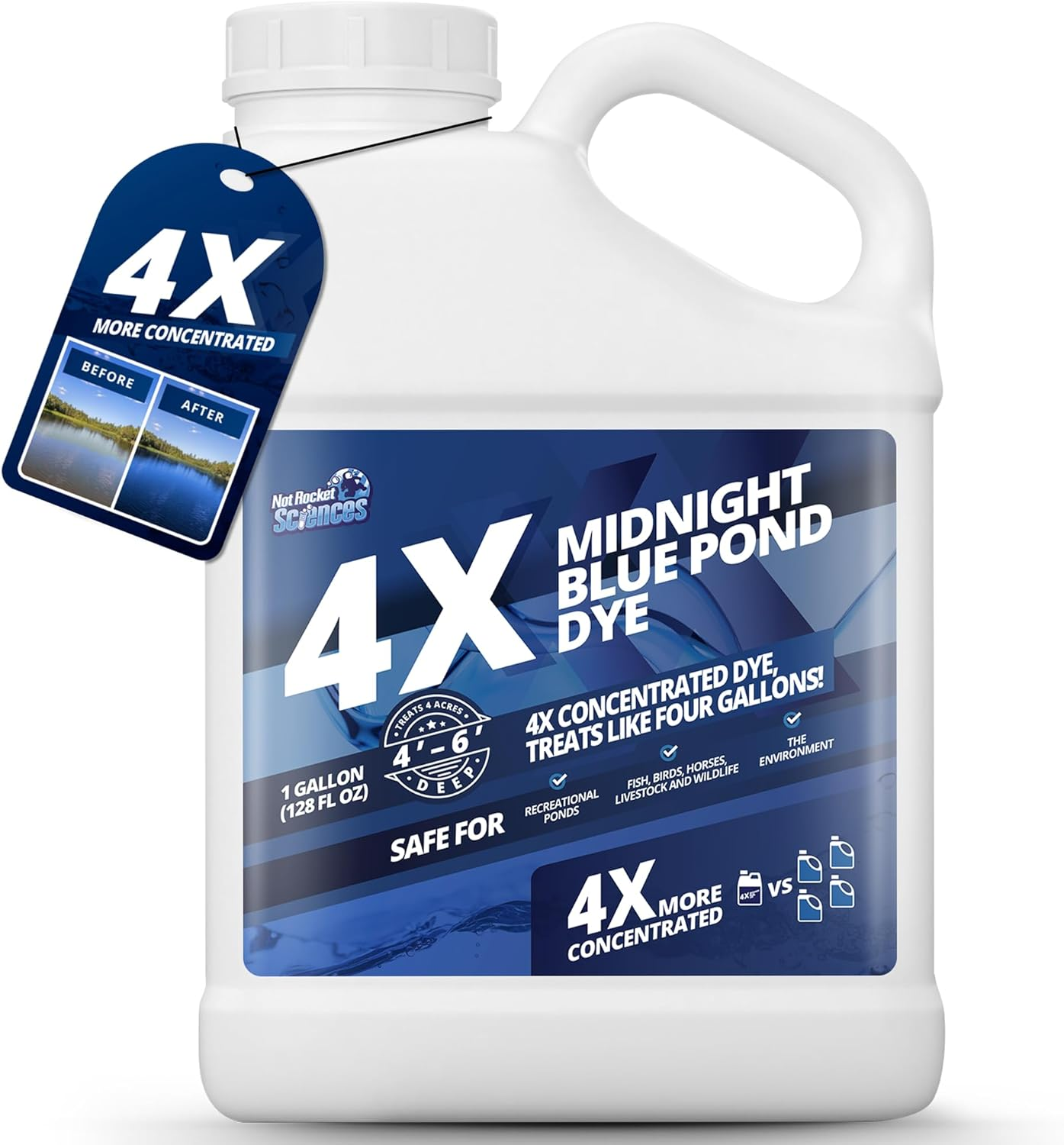Midnight Blue Pond Dye 4X Concentrate, Dark Natural Looking Blue Pond Dye for Beautiful, Deep Blue Pond, Super Concentrate Pond Dye Blue, Protects against Sunlight, Safe for Fish & Wildlife, 1 Gallon image number 3