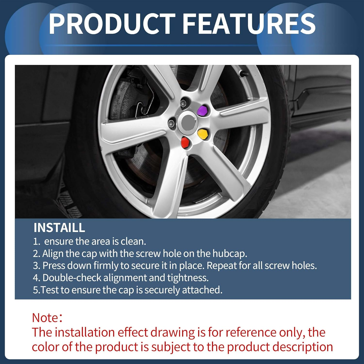 INFINAUTO Wheel Nut Bolt Outer 21 Mm Rims Tyre Nut Screws Dust Cap Cover Nut Protection Plastic Yellow image number 2