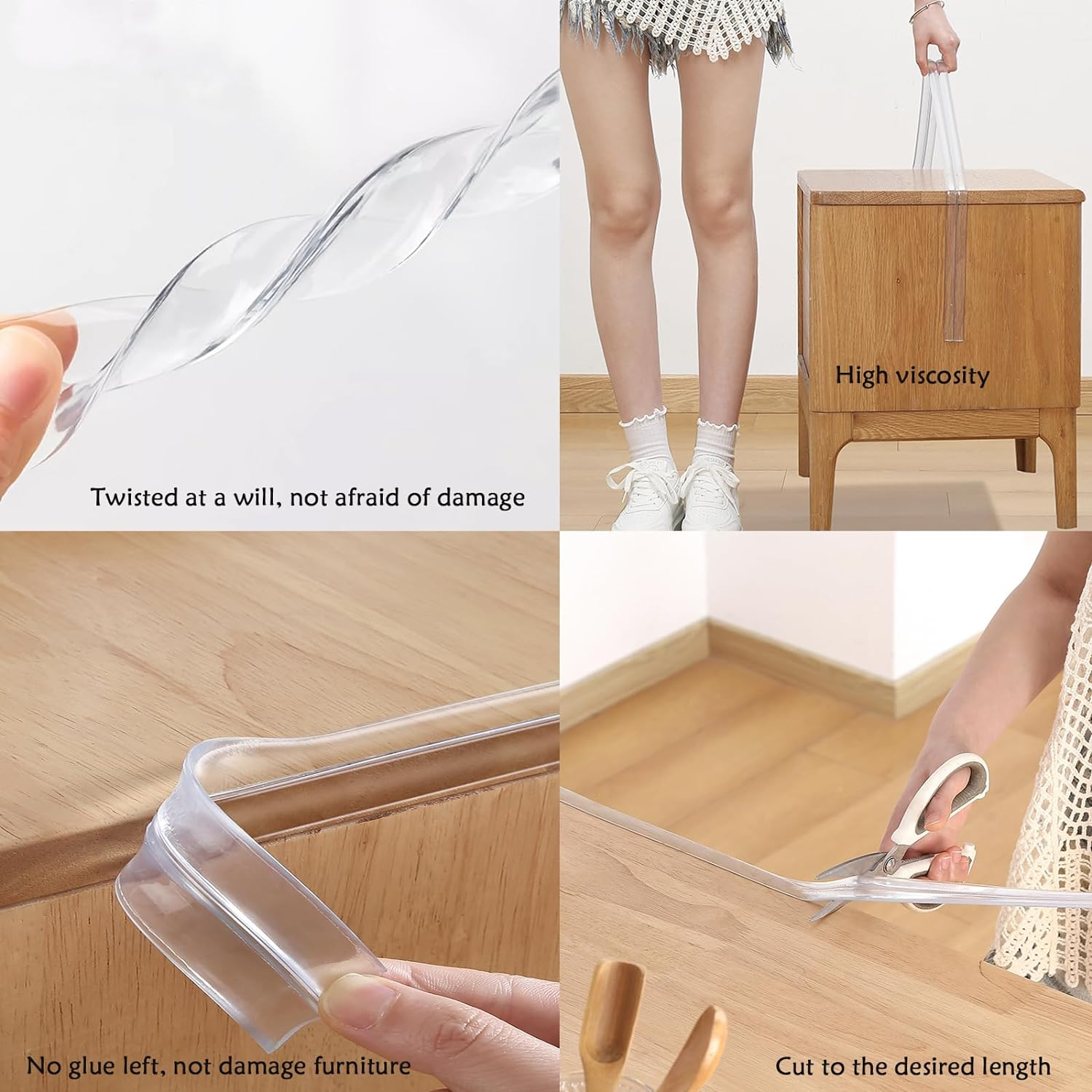 5Pcs 2M Clear Corner Protectors Adhesive Tapes with Circular Shape Table Corner Protectors, Safety Edge Protection Clear Edge Protector Strip Desk Edge Cushion Tables Corner Guards Baby Proofing