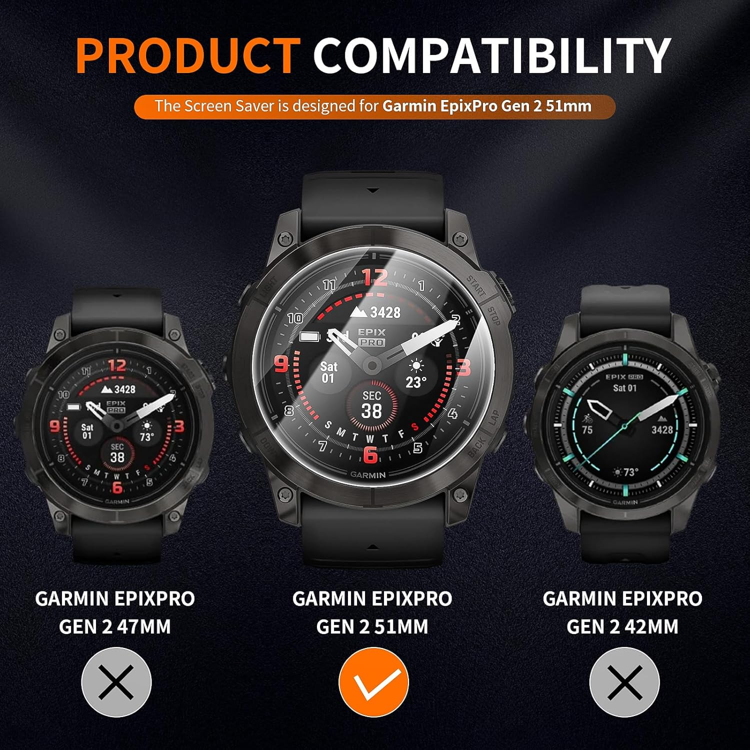 Diruite Pack of 4 Screen Protectors for Garmin Epix Pro Gen 2 51 Mm Screen Protector, Anti-Scratch HD Tempered Glass Protection Glass Screen Protector image number 6