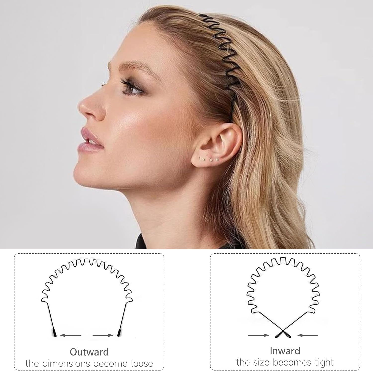 LMXMGRG 6 Pcs Metal Hair Band for Men Unisex Wavy Headbands Outdoor Sports Headbands Hair Bands Unisex Black Elastic Non Slip Headwear Accessories image number 6