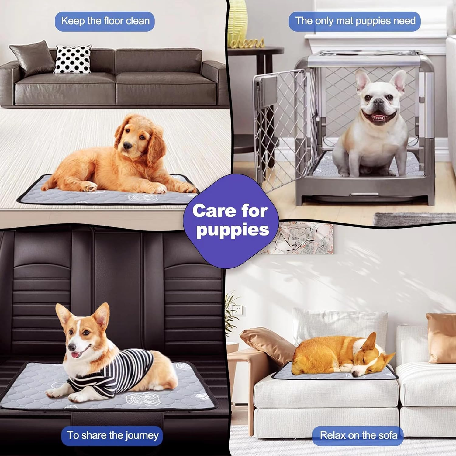 4 Pack Upgrade Washable Pee Pads for Dogs, Reusable Pee Pads for Dogs, Wee Wee Pads, Absorbent Puppy Pads Pet Training Pads, Waterproof Whelping Pads 18"X24" Dog Pee Pad image number 1