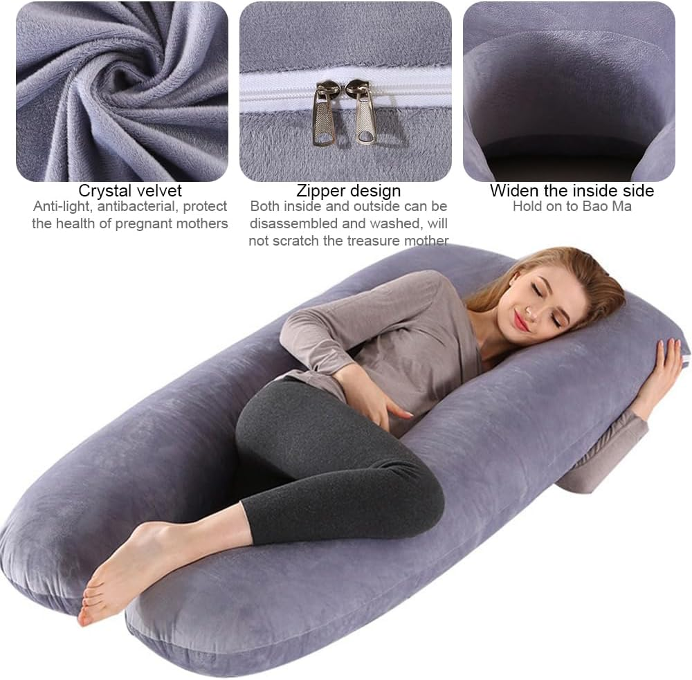 U-Shape Full Body Pillow, Adjustable Memory Foam Pregnancy Pillow for Sleeping, Full Body Pillows for Adults Sleeping, Belly and Back Support, Maternity Pillow with Removable Cover image number 5