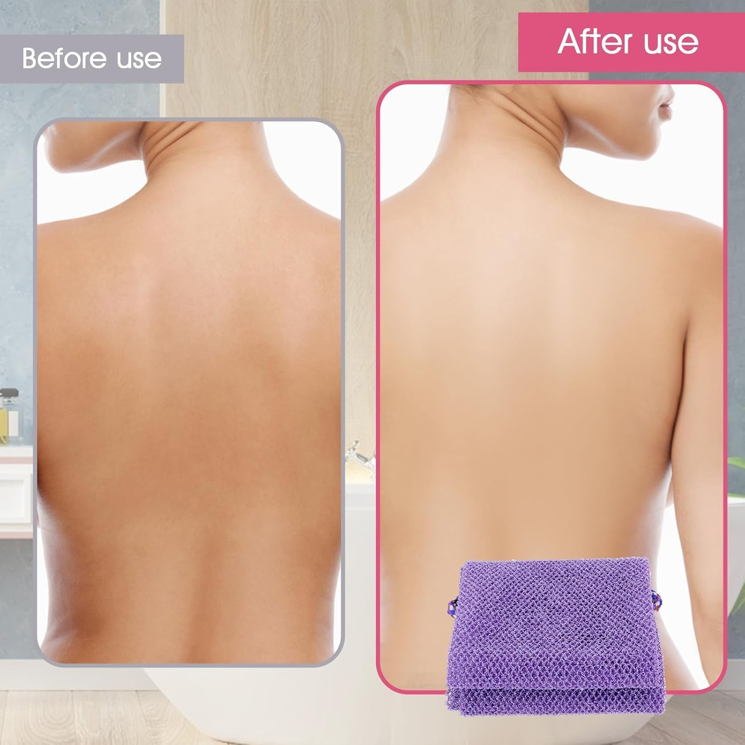 Generic Nylon African Exfoliating Net, 2-Piece Set (Purple + Pink), Traditional Style, Loofah Sponge for Body Washing image number 6