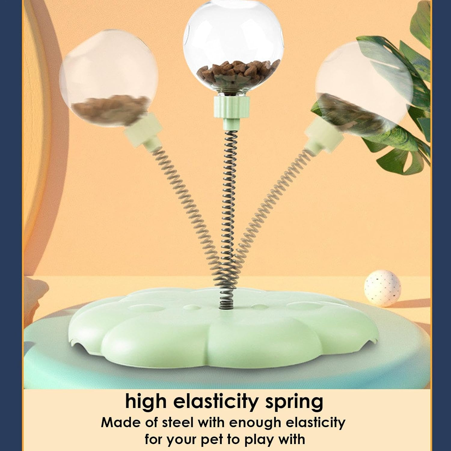 Wobbling Dog Treat Toy,Wiggling Treat Toy for Dogs,Cat Interactive Dispenser with Spring,Cat Food Dispenser Toys,Snack Ball Dog,Leaking Treats Ball Pet Feeder Toy image number 1