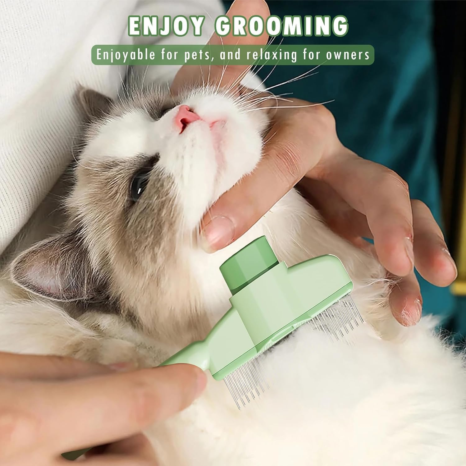 Self-Cleaning Pet Flea Comb Grooming Brush, 2 Piece Pet Flea Comb Grooming Brush Set, Pet Hair Removal Tool, Self-Cleaning Pet Hair Removal Comb Flea Comb image number 1
