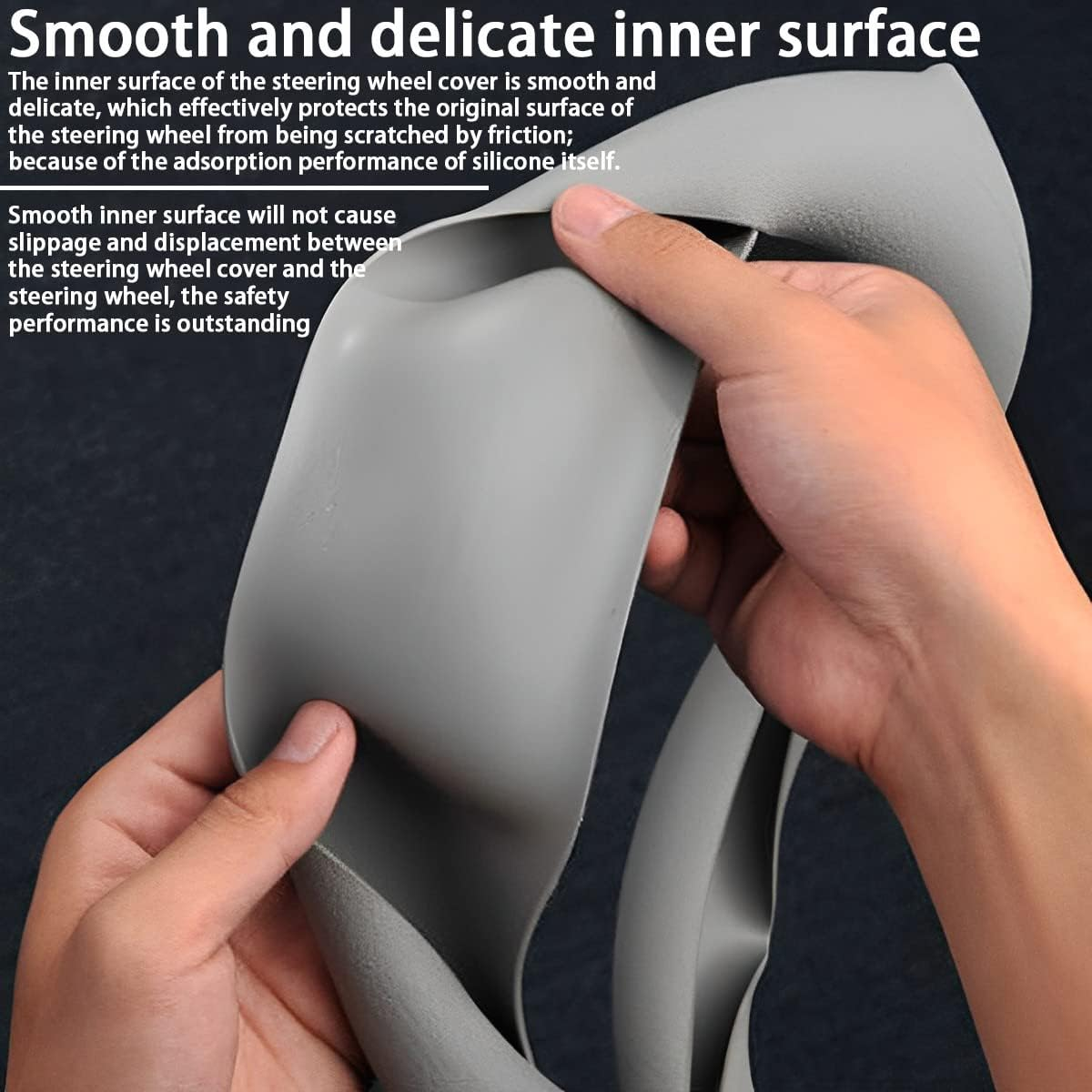 AICEL Car Silicone Steering Wheel Cover, Soft Anti-Slip Auto Steering Wheel Protector Fit 14 Inch, Universal Vehicle Interior Accessories for Cars, Suvs, Trucks, and Vans (White) image number 5