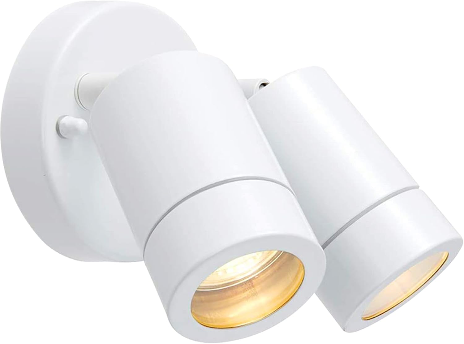 National Lighting IP44 Rated Outdoor Twin Spotlights, Gloss White Steel Adjustable Tilt outside Lights, Mains Powered Security Spot Lights, 2X 7W 240V LED GU10 (Not Included)