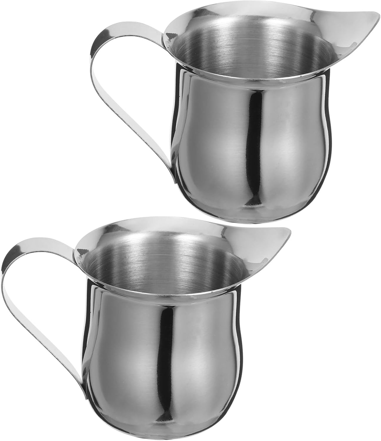 SECFOU 2Pcs 3Oz Stainless Steel Milk Frothing Jug Set, Small Espresso Milk Pitcher Cups for Coffee Frothing and Latte Steaming, Suitable for Home and Cafe Use image number 3