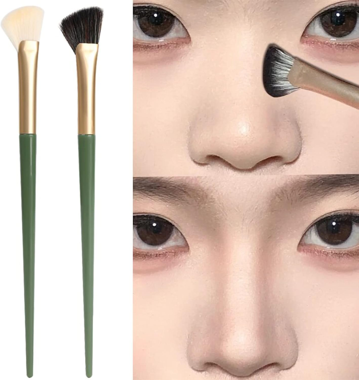 Half Fan-Shape Nose Shadow Brush,Angled Contour Makeup Brush,Professional Highlighter Blush Make up Tools,2Pcs image number 5