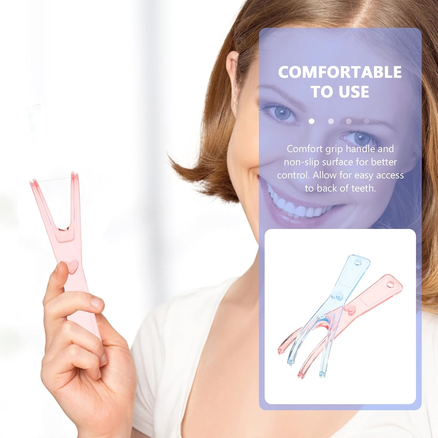 Dental Floss Holder Reusable Handle: Flossmate Handle 2Pcs Flosser Handle Holder Replacement Floss Pick Holder for Tooth Decay Gum Disease Oral Clearing image number 5