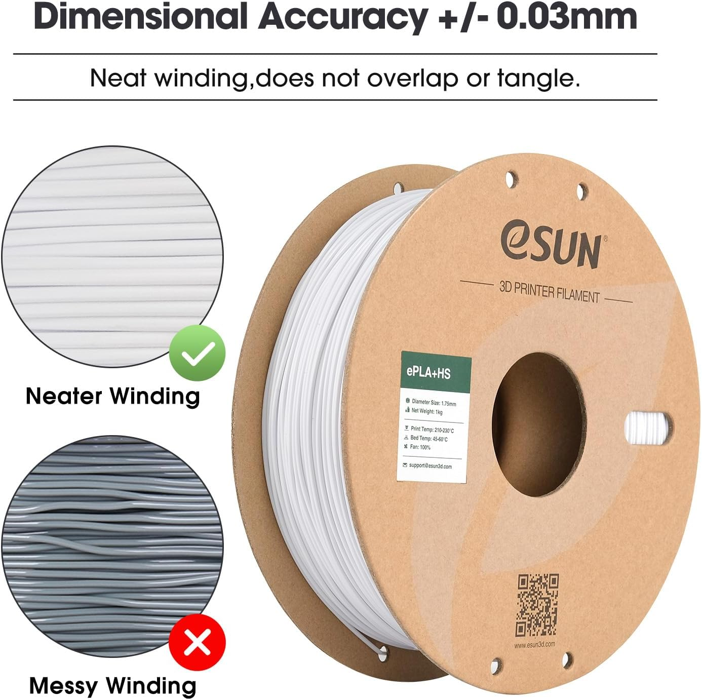 Esun PLA PRO Filament for 3D Printers High Speed PLA PRO 3D Printer Filament 1.75Mm Dimension Accuracy +/- 0.02Mm 1KG (2.2 LBS) Spool Fast Printing PLA 3D Printing Material，Cold White image number 5