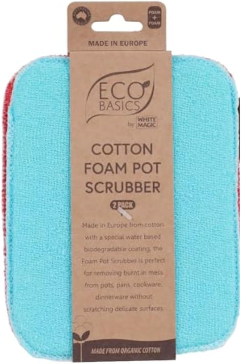White Magic Eco Basics Cotton Foam Pot Scrubber 2-Packs image number 2