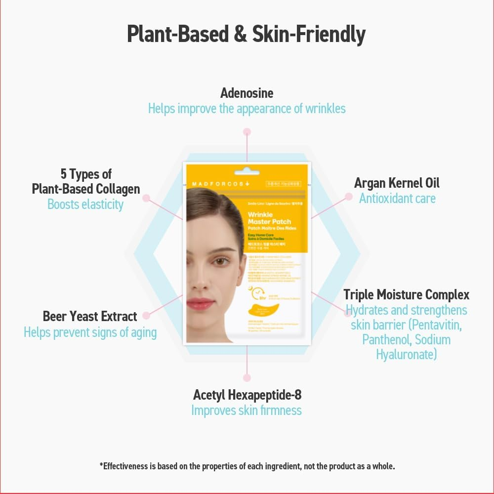 Hydrolyzed Collagen Overnight Wrinkle Patches for Lip Lines, Korean Skincare (32 Patches) image number 1