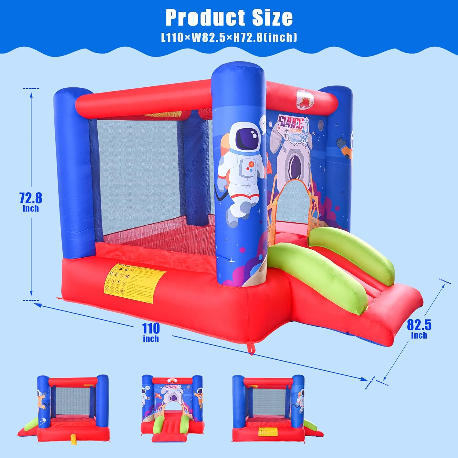 Inflatable Bounce House Jumping Castle Slide with Blower, Kids Bouncer with Basketball Rim image number 4