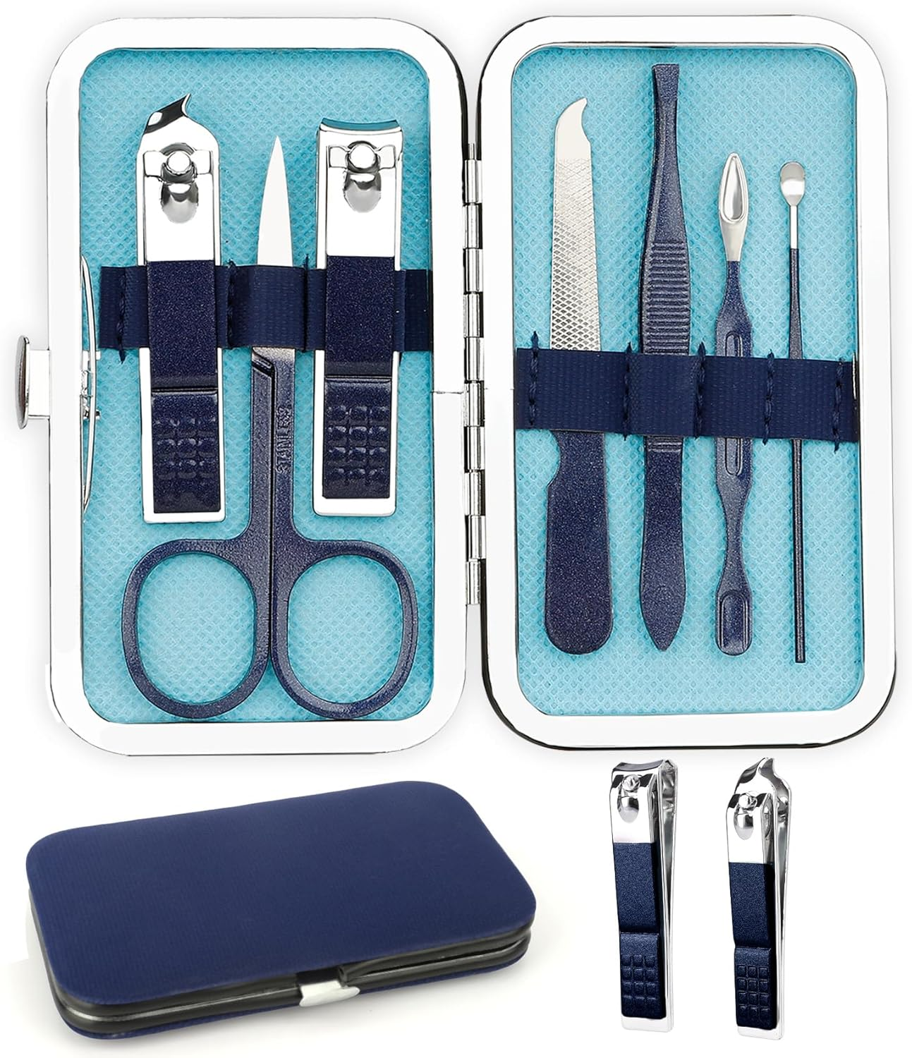 Manicure Set, Stocking Stuffers for Men, Nail Clipper Set, Manicure Kit, Travel Nail Grooming Kit, Stainless Steel Facial Manicure Pedicure Nail Care Tools, Valentines Day Gifts for Him Men Boyfriend