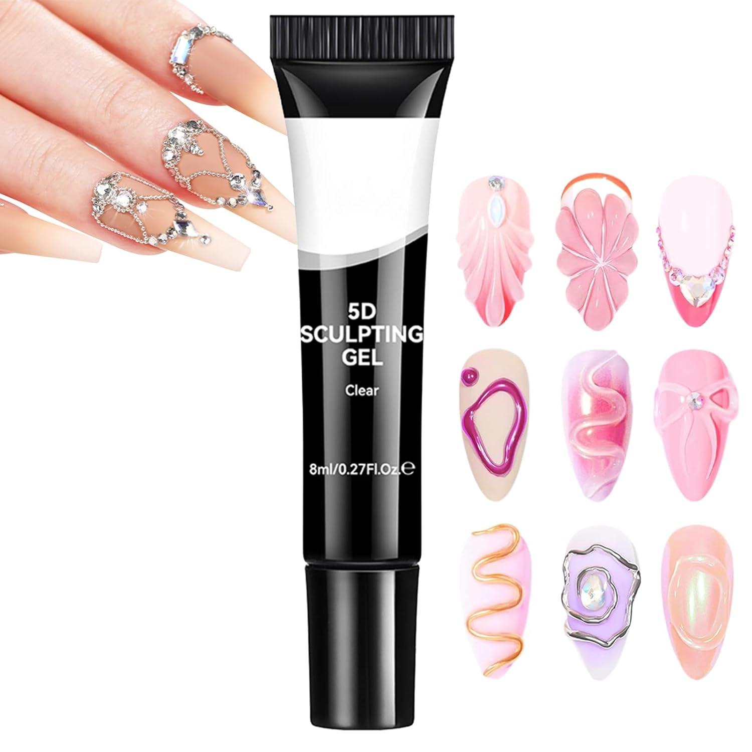 Sculpting Nail Gel | Clear 5D Fingernail Art Gel | Clear Nail Sculpting Molding Glue for Women Girls Beginners Professionals Salon Home Party Wedding Halloween Christmas image number 1