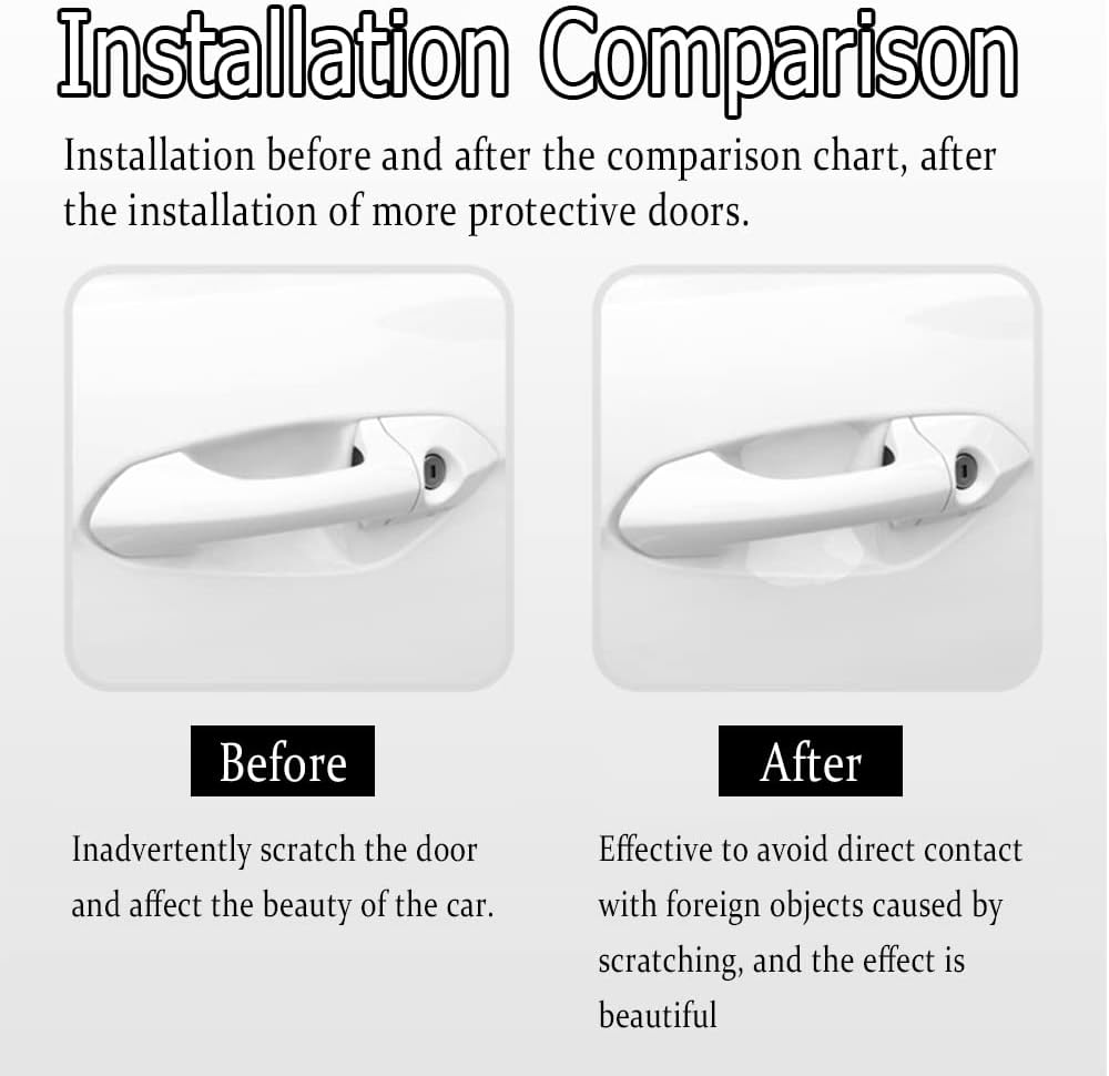 ASUBHA 4PCS Car Door Protector, Universal Waterproof Anti-Scratches Car Door Cup Protector, Transparent, Carbon Fiber Texture, TPU Material image number 5