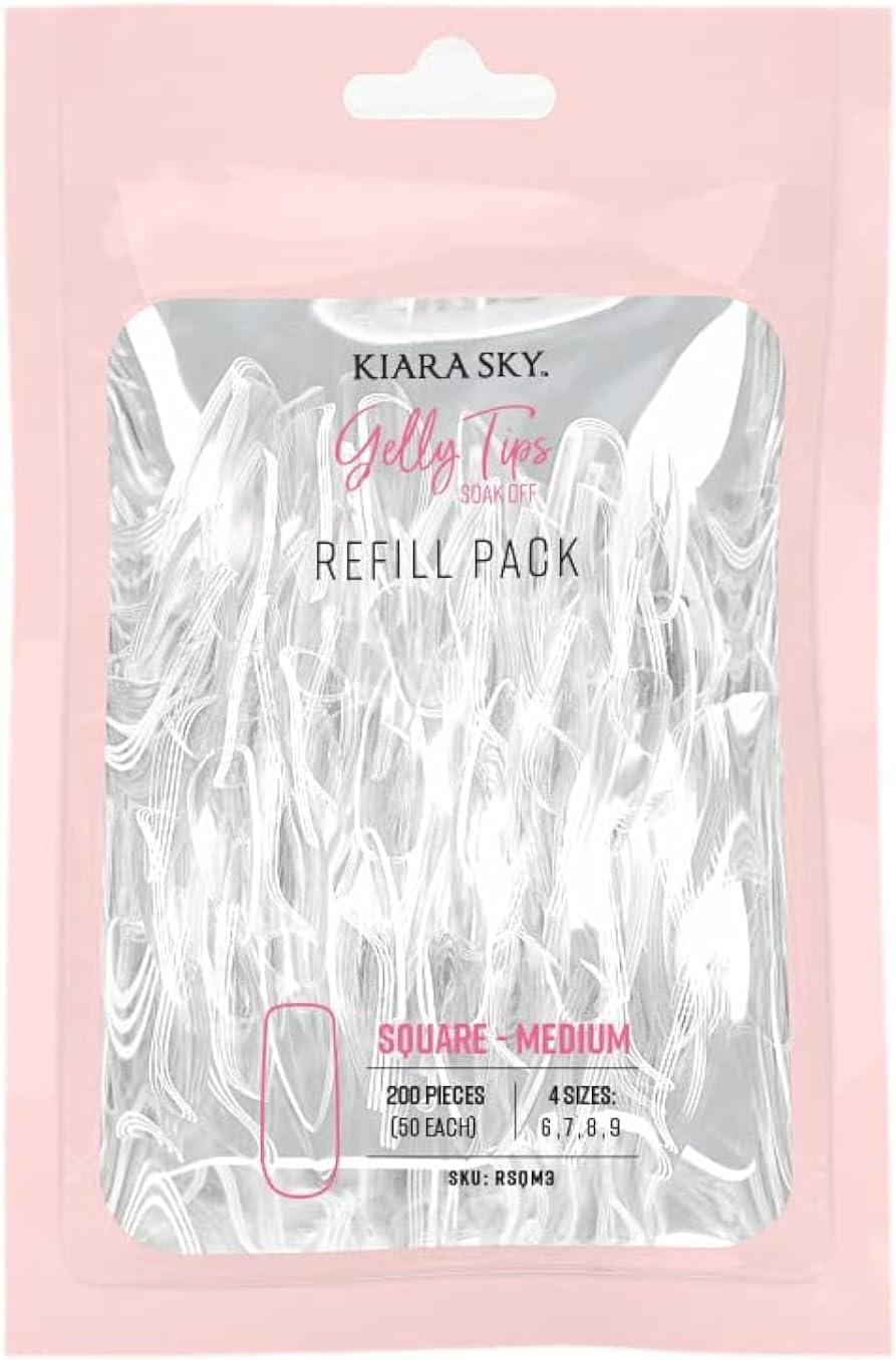 Kiara Sky Gelly Tip Soak off Nails Refill Packs - Square Shape (Medium Length) (Sizes 6, 7, 8, 9) image number 3