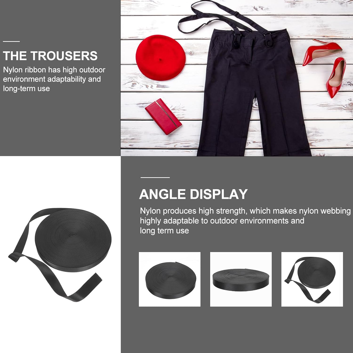 DRESSOOS Sturdy 1-Inch Nylon Webbing Strap 50M Roll for Pet Leash, Backpack Cargo Tie, Gardening and Craft Use, Portable Convenient Package Strap for Travel and Outdoor Gear image number 3