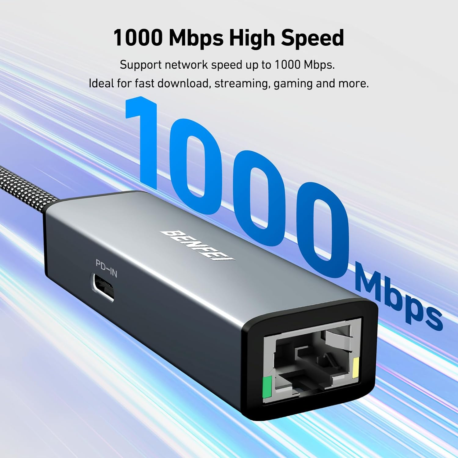 BENFEI USB-C to Ethernet Gigabit Adapter with 100W Power Delivery, Thunderbolt 3/4 to RJ45 Ethernet LAN Network Adapter Compatible with Iphone 15 Pro/Max, Macbook Pro/Air 2023, Imac image number 5