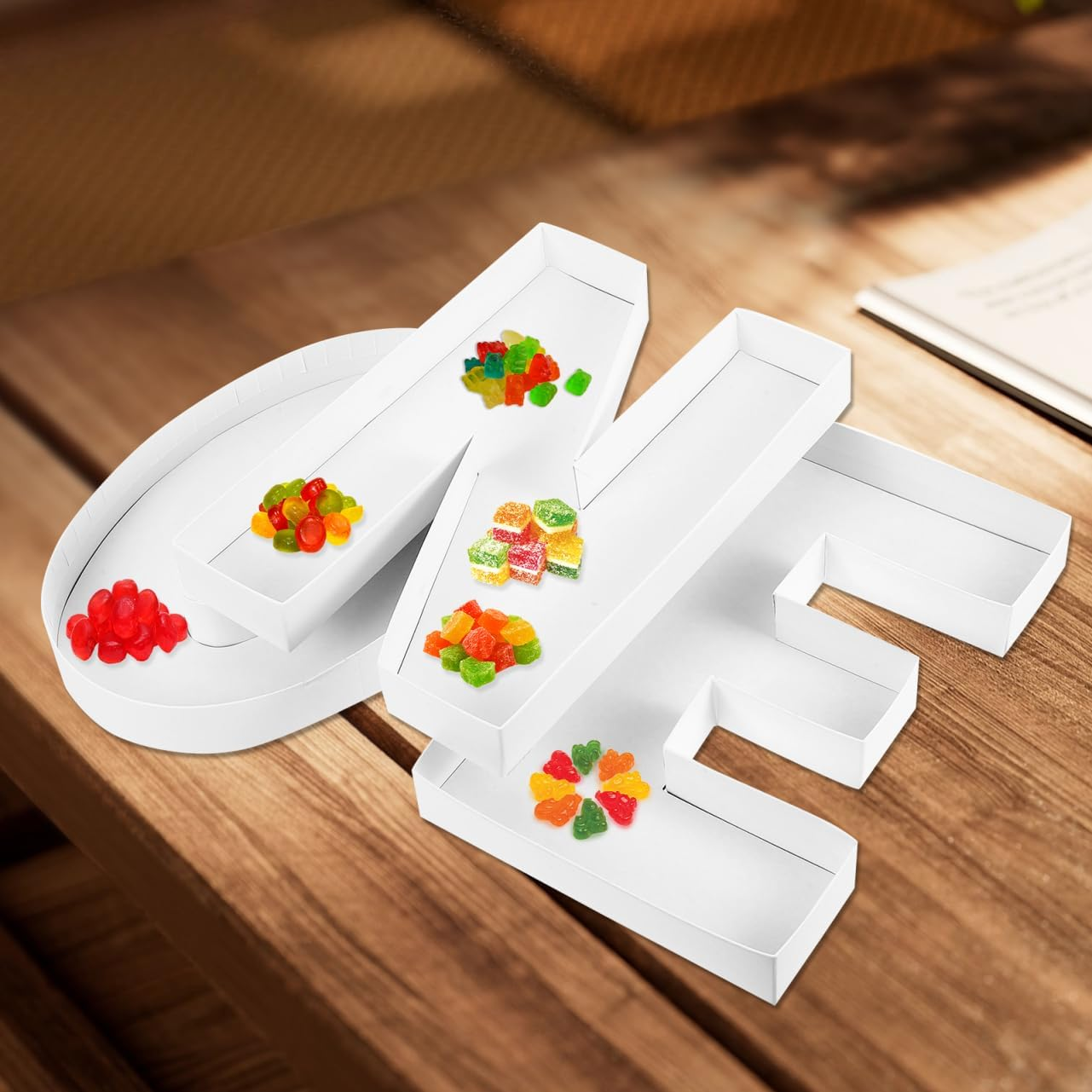 MAGICLULU 1 Set Box Alphabet Candy Box Candies Decoration One Charcuterie Board Letters Hollow Letters for Charcuterie to Fill Cardboard Letter Charcuterie Letters Sweet Holder White Paper image number 5