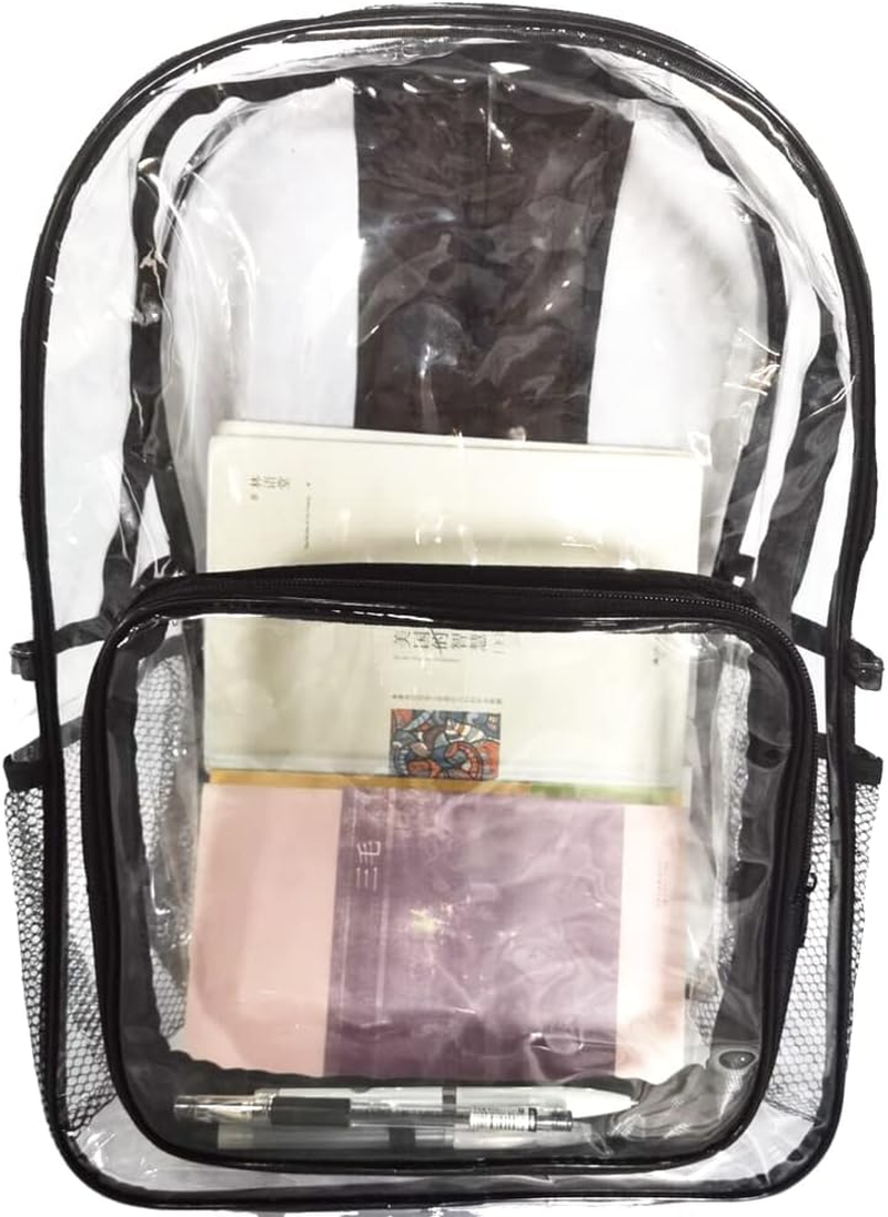 Heavy Duty Clear Backpack with Adjustable Reinforced Straps Front Accessory Pocket - Perfect for Work,School, Security, & Sporting Events, Clear, Large, School image number 6