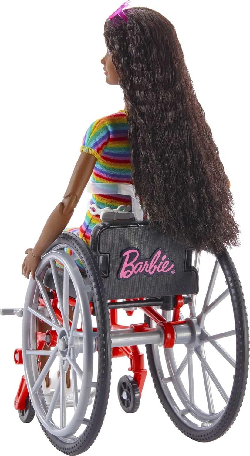Mattel - Barbie Wheelchair Doll and Accessory, Crimped Brunette Hair image number 2