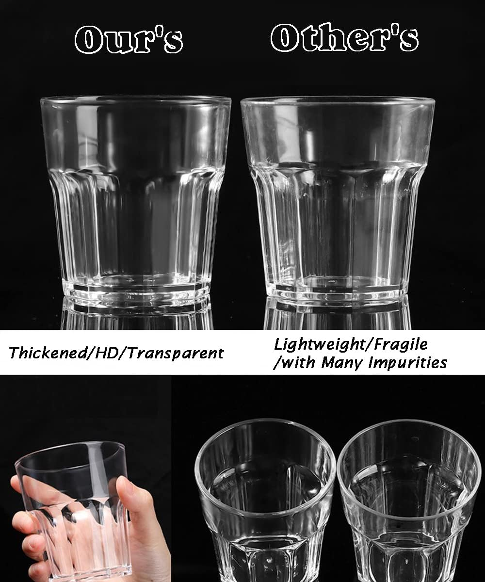 Clear Plastic Drinking Glasses, Acrylic Cups Reusable, Unbreakable Tumblers Set of 8, Drinkware Set Water Glasses for Kitchen Cocktail Picnic Party Juice Whiskey Wine, BPA Free (Clear)