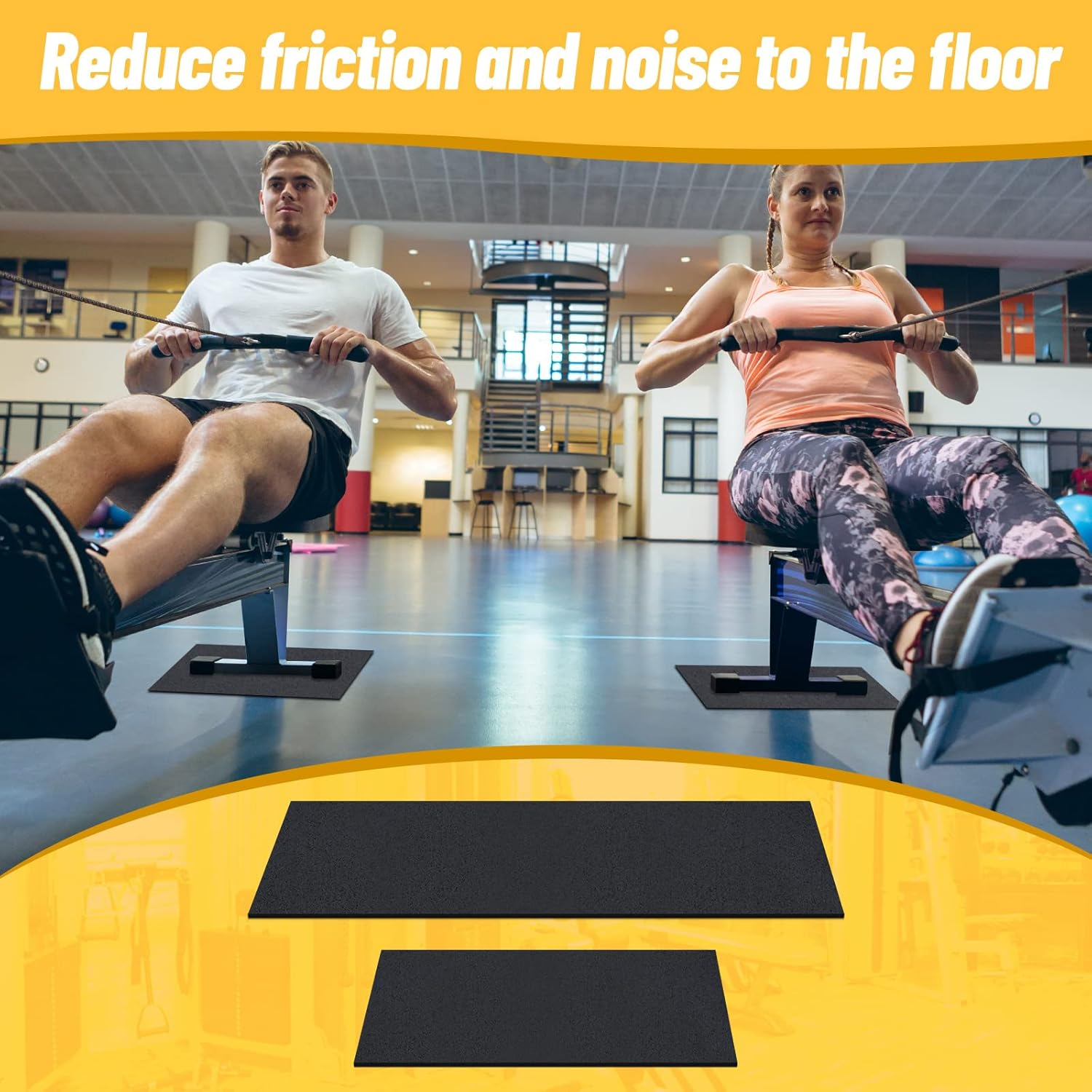 2 Pieces Rower Mat Compatible with Model D Concept 2 Rowing Machine anti Slip and High Density Thick Floor Mat for Home Gym Foam Floor Protective Mat, Black image number 4