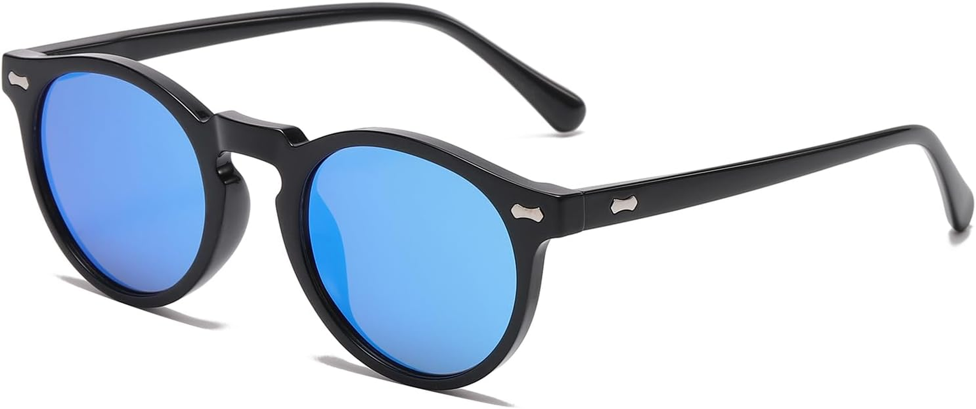 LJCZKA Small Retro round Polarized Sunglasses for Women Men, Vintage Polarised Sunglasses Classic Trendy Shades UV400 Protection