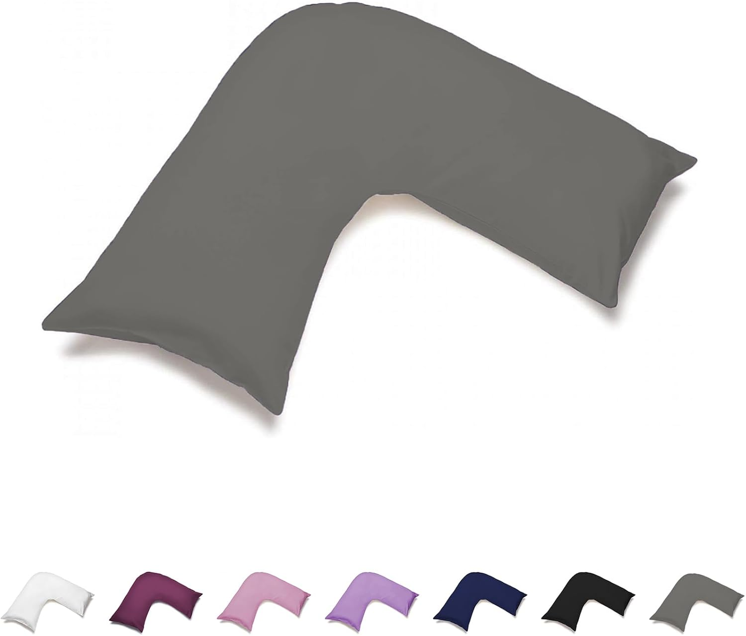 CLOUDPUFF 1000TC Ultra Soft Brushed Microfibre V Shape/Tri/Boomerang Pillowcase Wrinkle, Fade and Stain Resistant with Envelope Closure (2, Black) image number 1