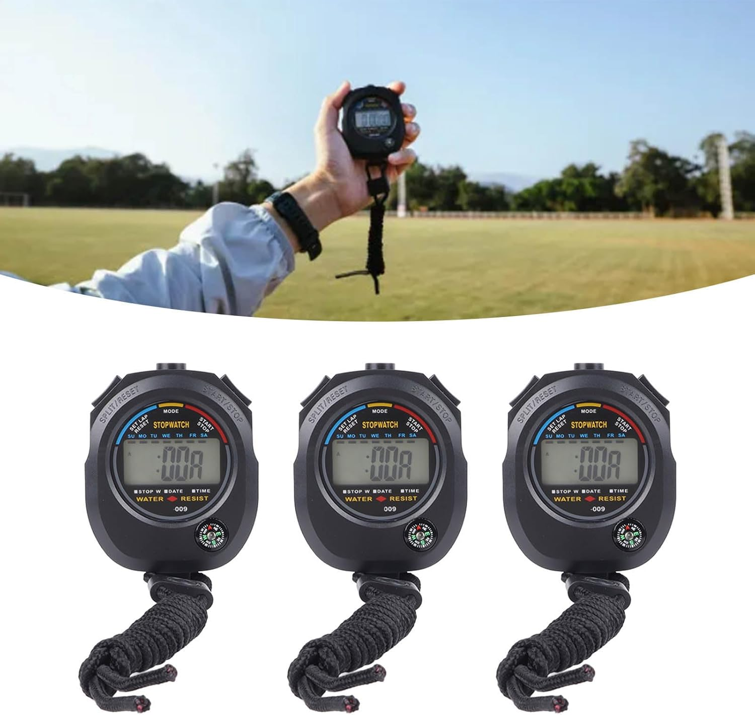 3 PCS Sports Stopwatch, High Precision Waterproof 40Mah Stopwatch Sports Stopwatch, for Timing Races, Swimming, Basketball Games (Product Is Non Rechargeable) image number 6